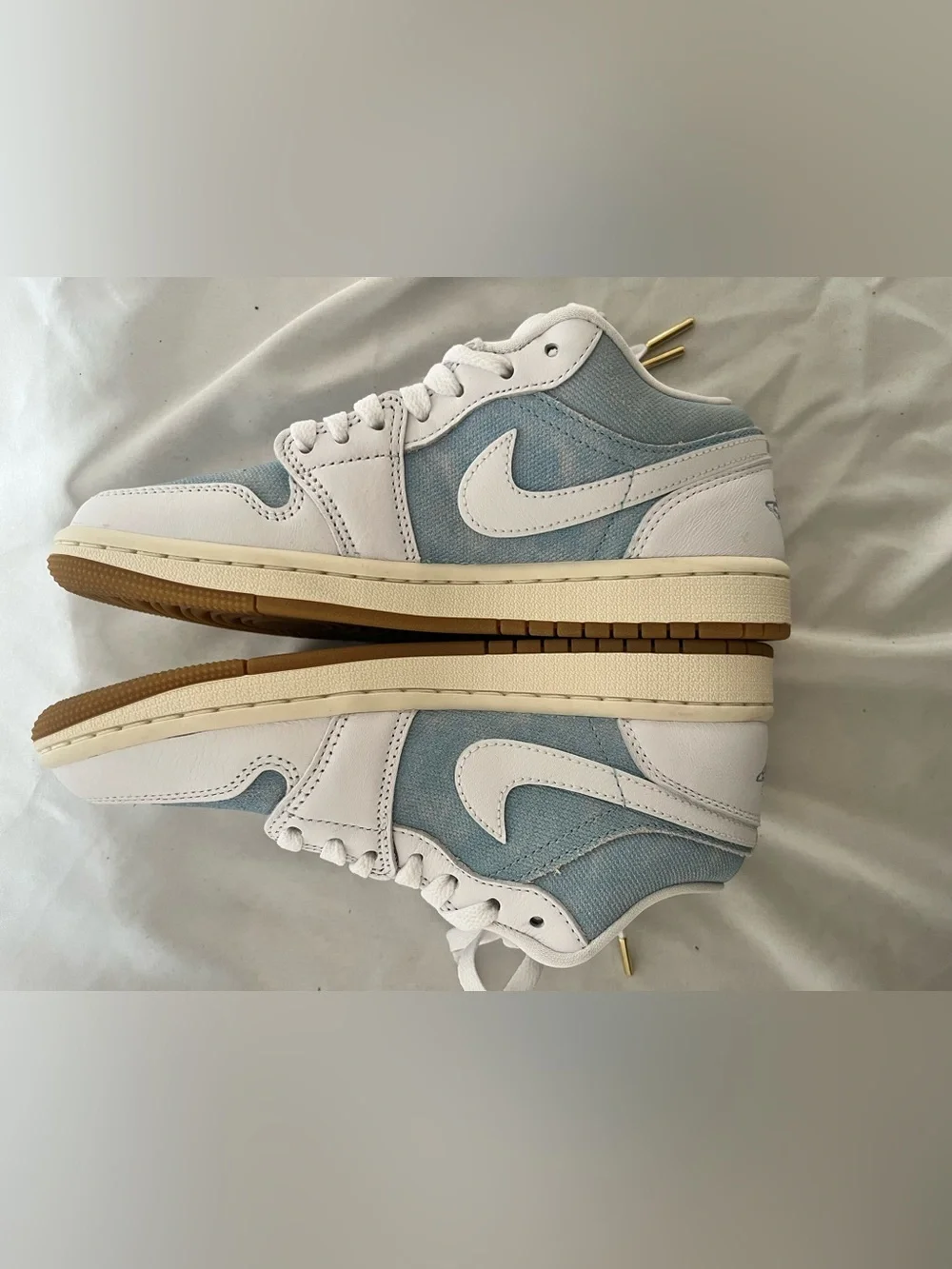 Nike Women’s Air Jordan 1 Low SE - denim/white/gum bottom/gold tip laces